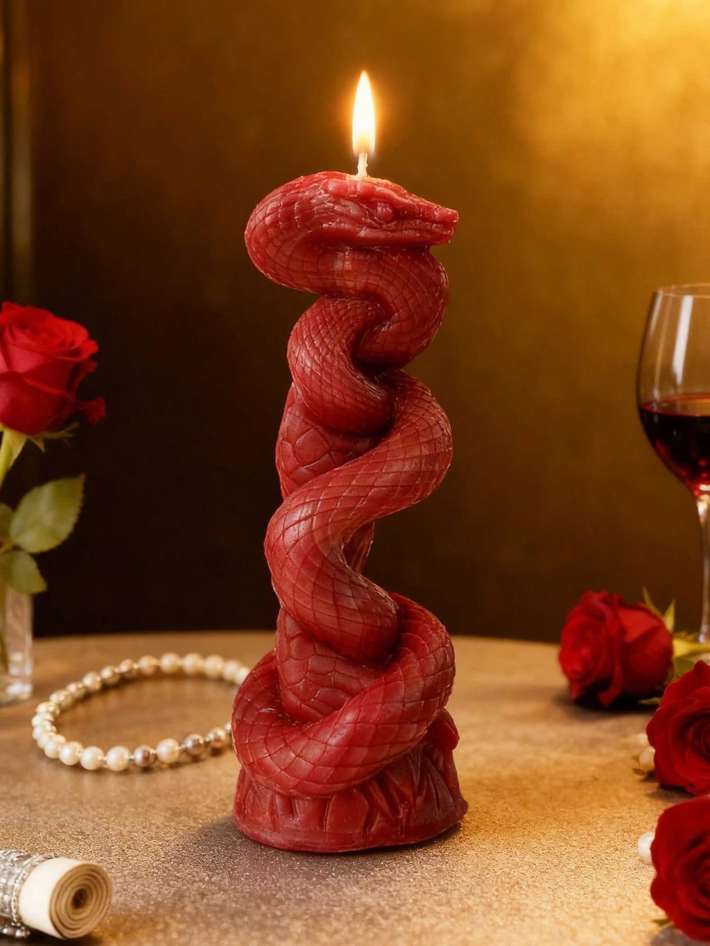 Lit VVitch ~ Serpent Candles, Halloween, All Snakes Day, Deity candle