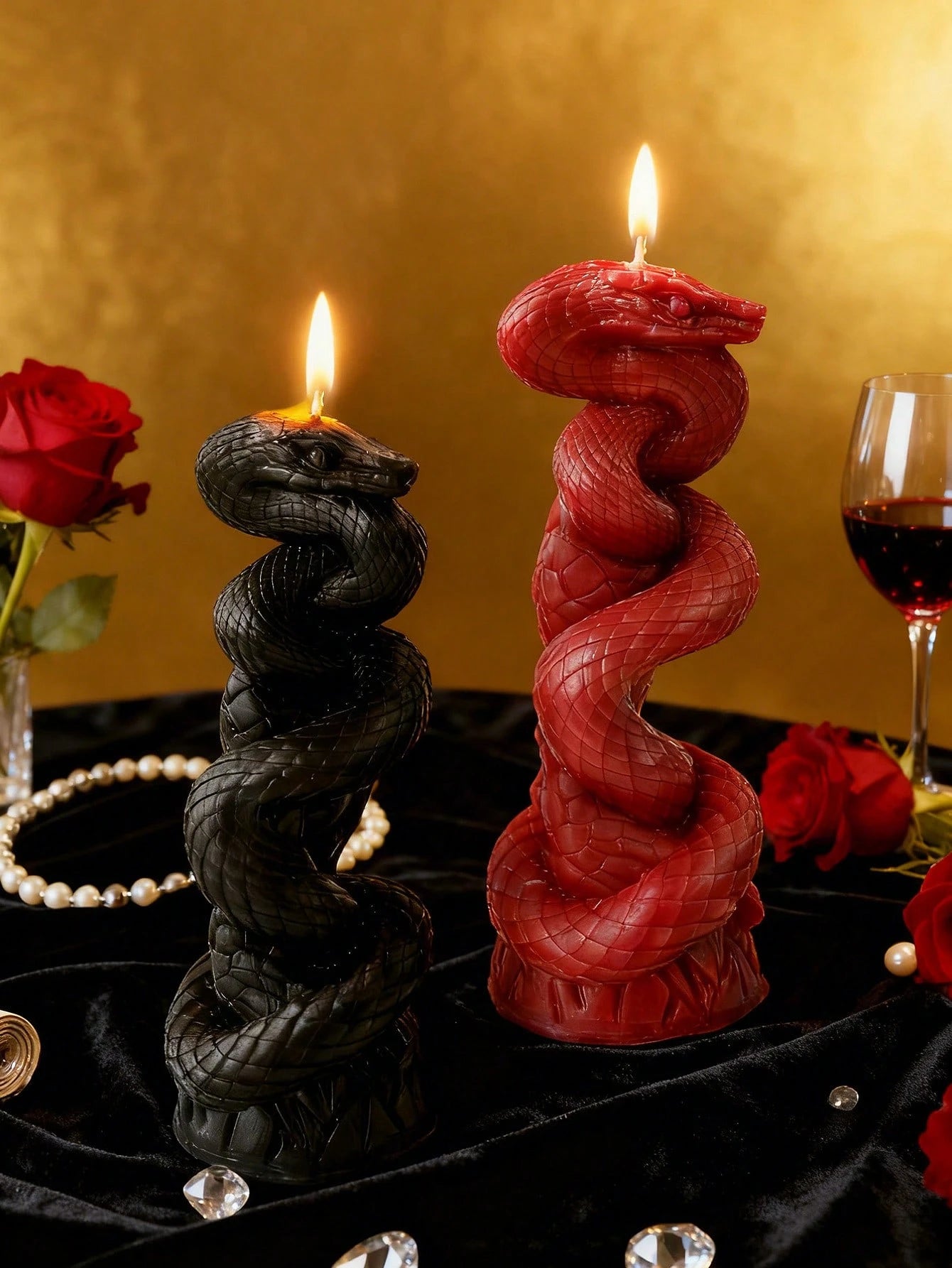 Lit VVitch ~ Serpent Candles, Halloween, All Snakes Day, Deity candle