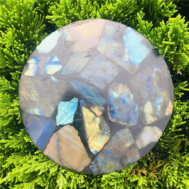 Lit VVitch~ Labradorite Crystal coater/ cup holder, 12cm Natural Crystal coasters