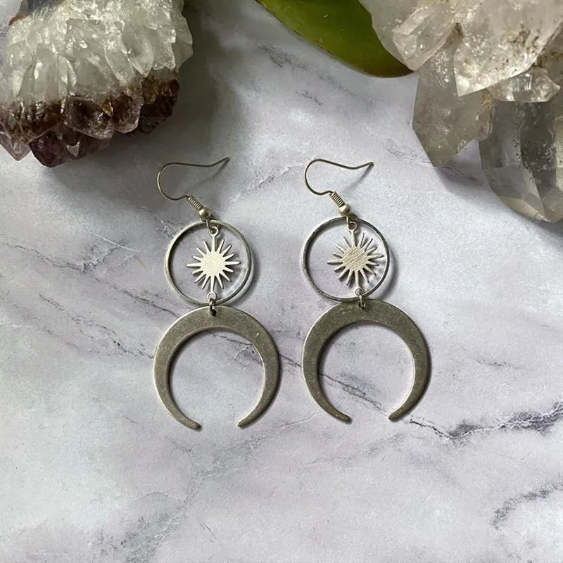 Lit VVitch ~ Witchy Earrings, Celestial Sun And Moon Earrings, Boho/Witchy