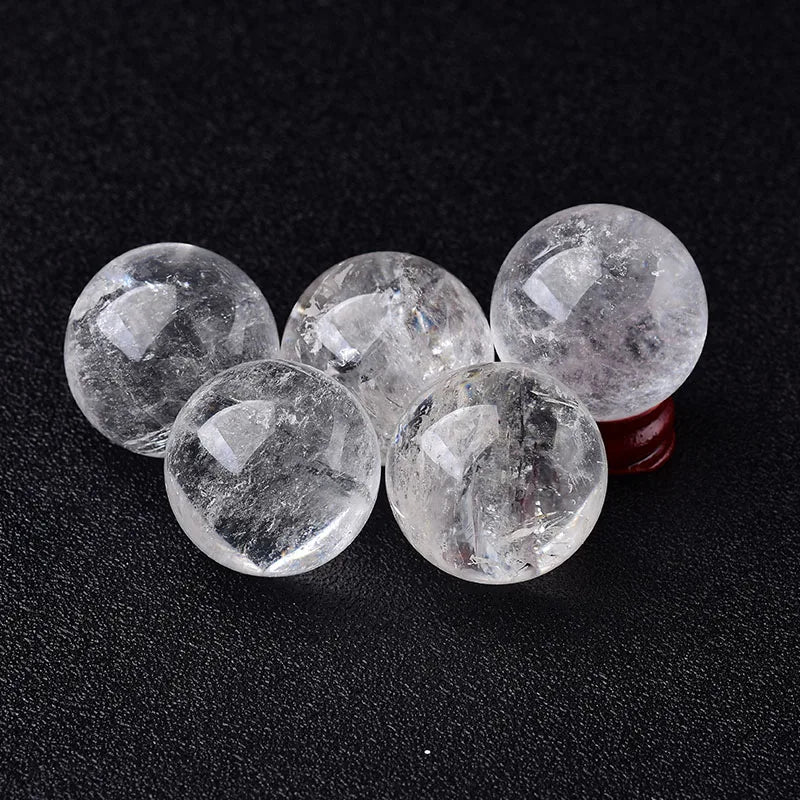 Lit VVitch ~  Quarts Crystal Ball, Clear Quartz, 28-32mm Natural Energy Healing Stone for Home Decor, Free Wooden Stand