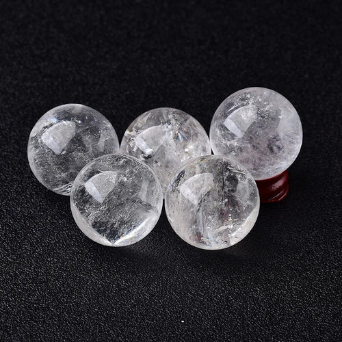 Lit VVitch ~  Quarts Crystal Ball, Clear Quartz, 28-32mm Natural Energy Healing Stone for Home Decor, Free Wooden Stand
