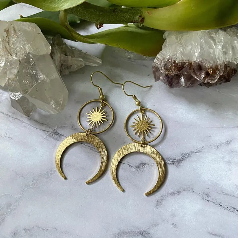 Lit VVitch ~ Witchy Earrings, Celestial Sun And Moon Earrings, Boho/Witchy
