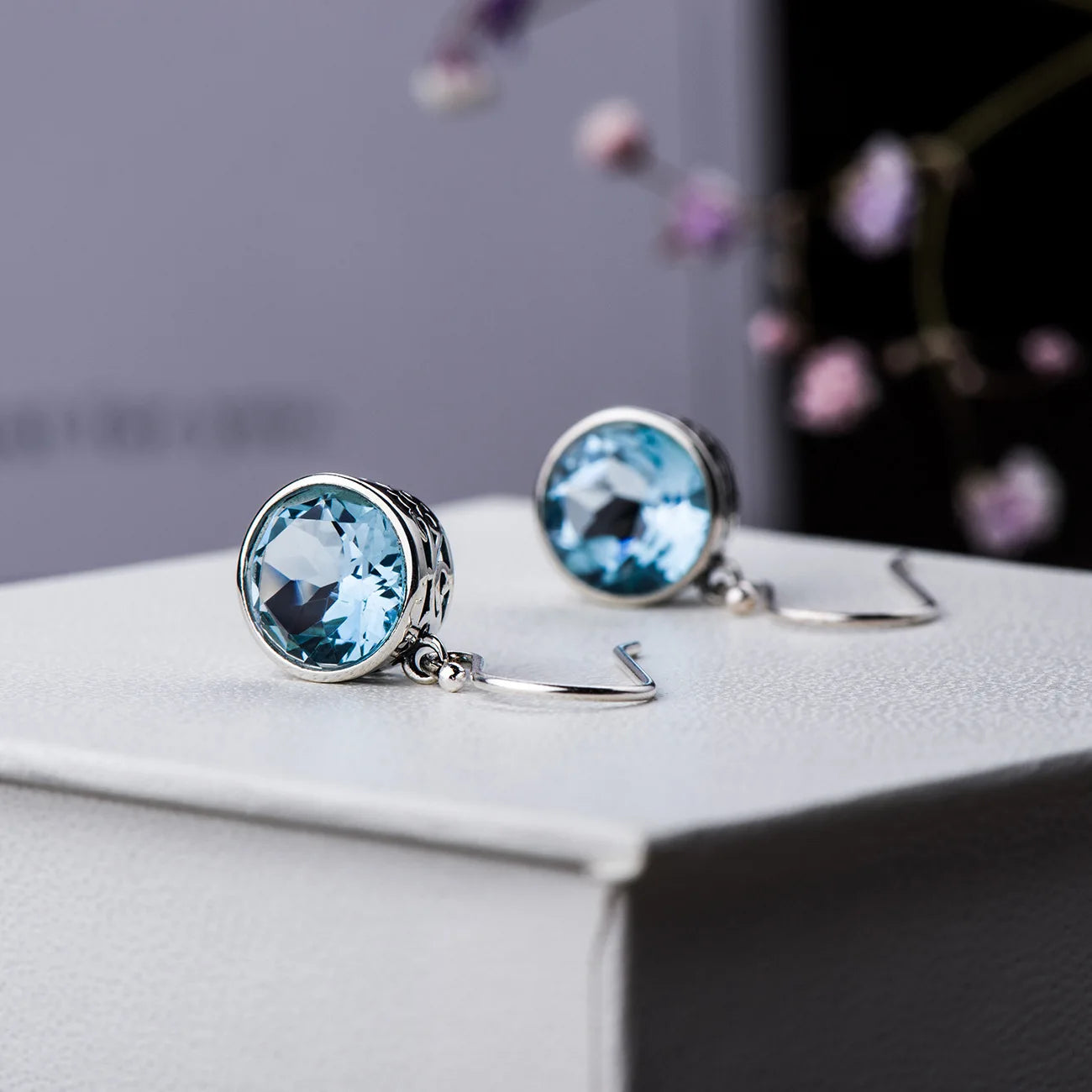 Lit VVitch ~ 925 Sterling Silver Blue Crystal AAA Zircon Earrings