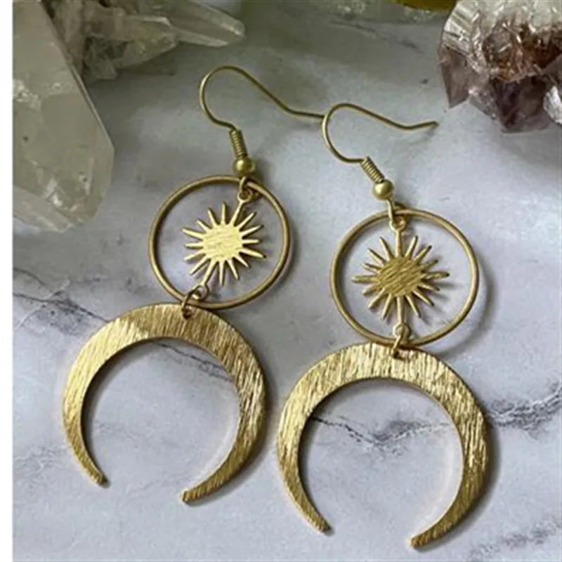 Lit VVitch ~ Witchy Earrings, Celestial Sun And Moon Earrings, Boho/Witchy