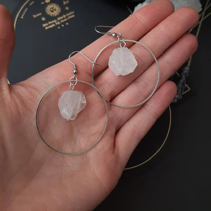 Lit VVitch~ Witchy crystal Earrings, Raw Quartz Crystal Earrings, Witchy Stones, Esoteric / spiritual earrings