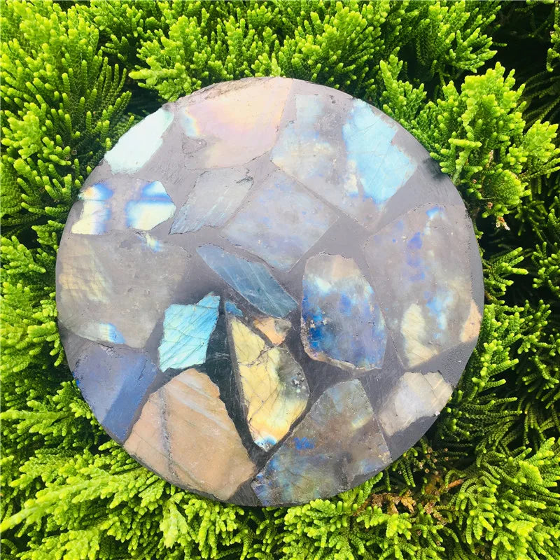 Lit VVitch~ Labradorite Crystal coater/ cup holder, 12cm Natural Crystal coasters