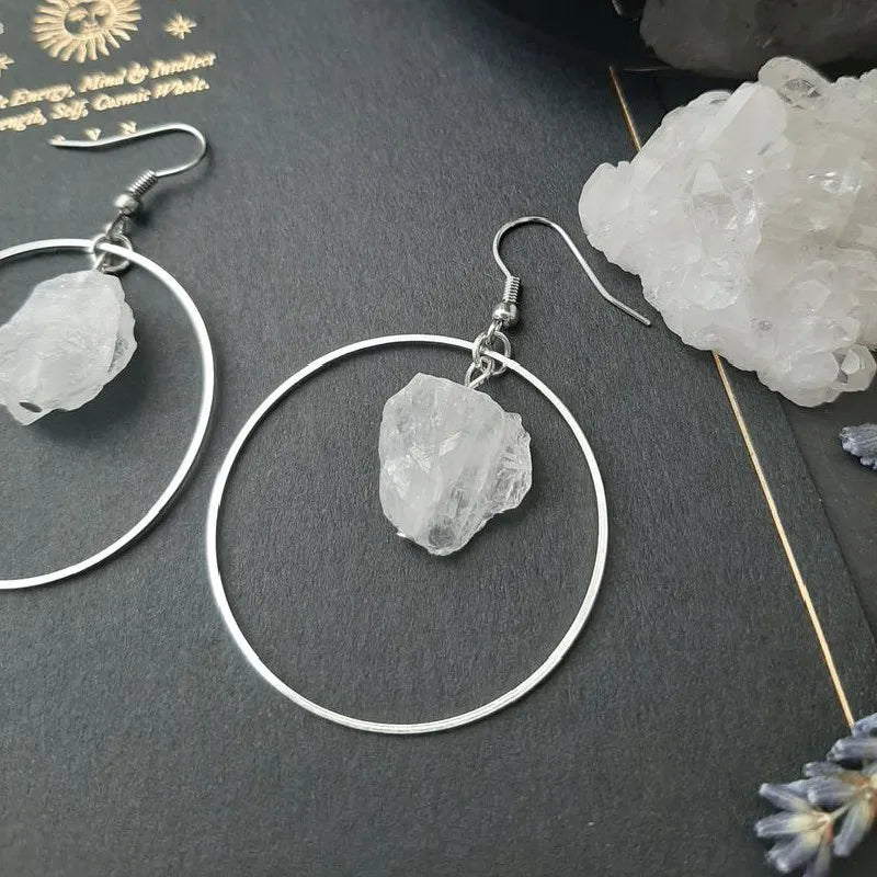 Lit VVitch~ Witchy crystal Earrings, Raw Quartz Crystal Earrings, Witchy Stones, Esoteric / spiritual earrings