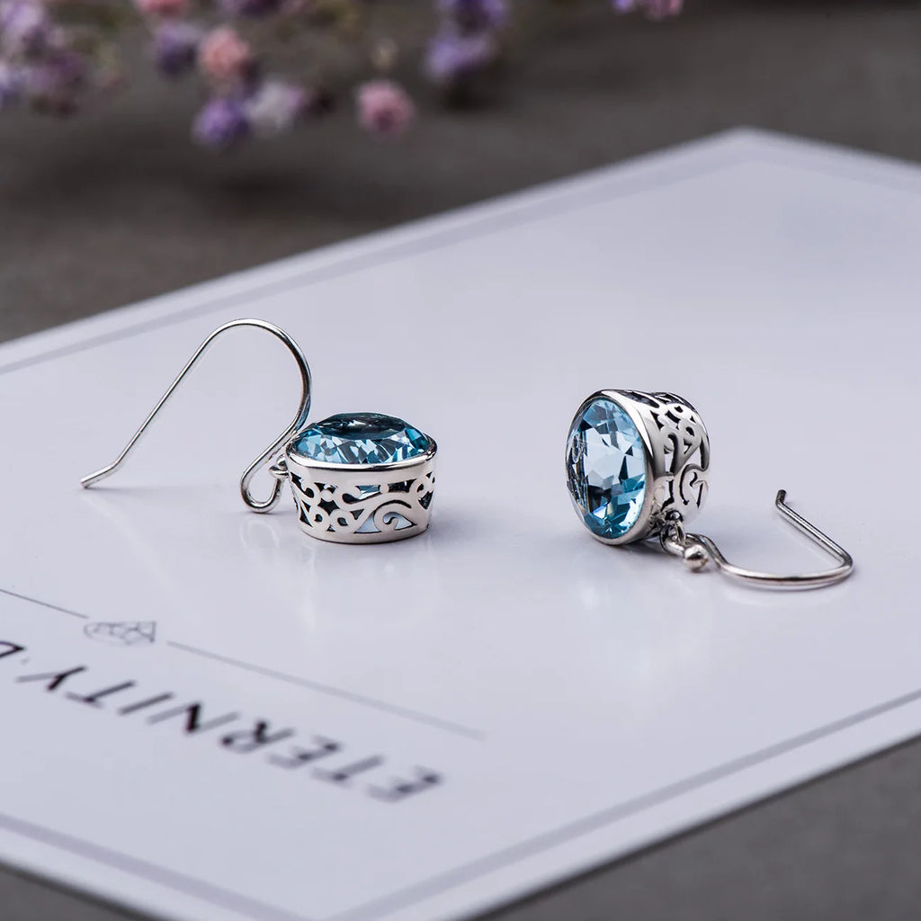 Lit VVitch ~ 925 Sterling Silver Blue Crystal AAA Zircon Earrings