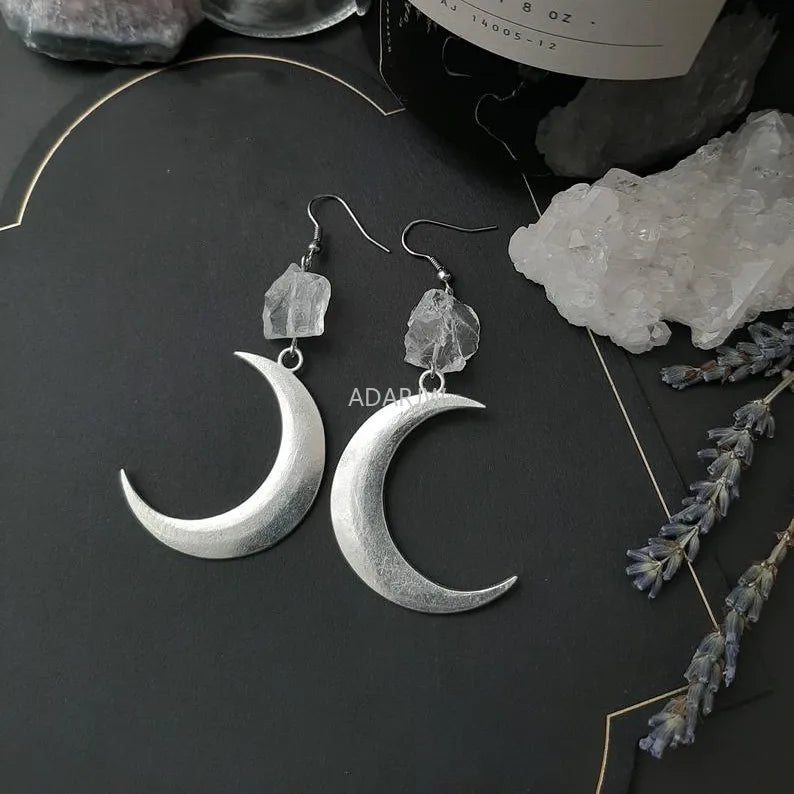 Lit VVitch~ Witchy crystal Earrings, Raw Quartz Crystal Earrings, Witchy Stones, Esoteric / spiritual earrings