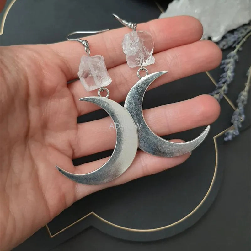 Lit VVitch~ Witchy crystal Earrings, Raw Quartz Crystal Earrings, Witchy Stones, Esoteric / spiritual earrings