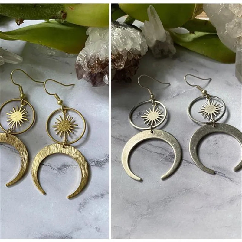 Lit VVitch ~ Witchy Earrings, Celestial Sun And Moon Earrings, Boho/Witchy