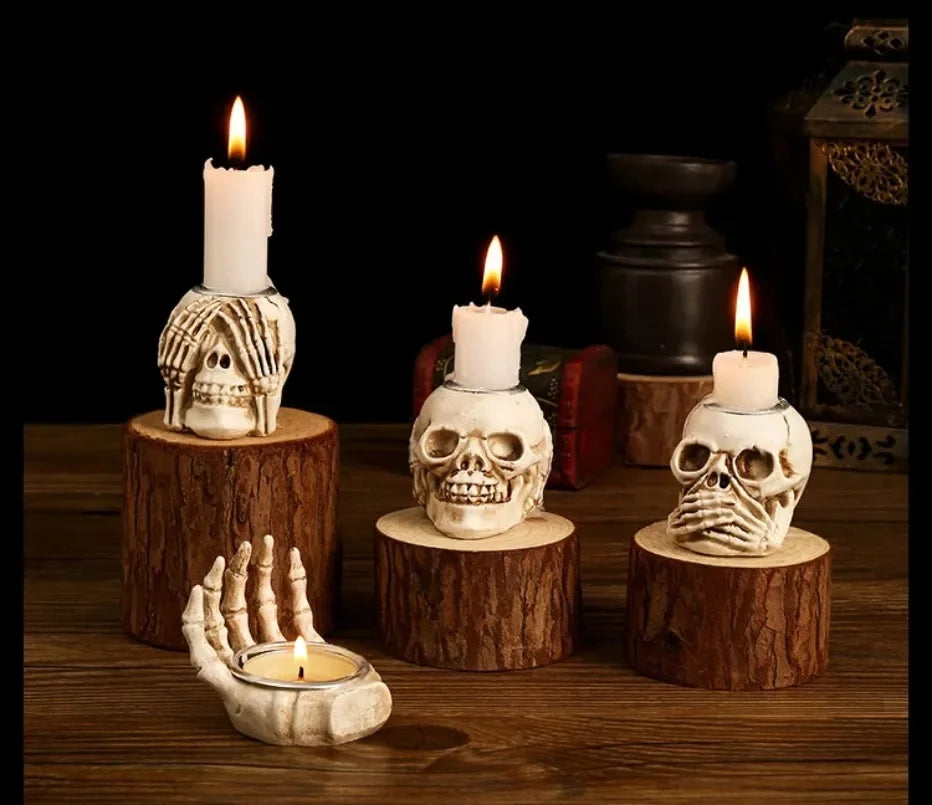 Lit VVitch~ Skull Candle Holders, Candlesticks for Festival, Haunting home decor.