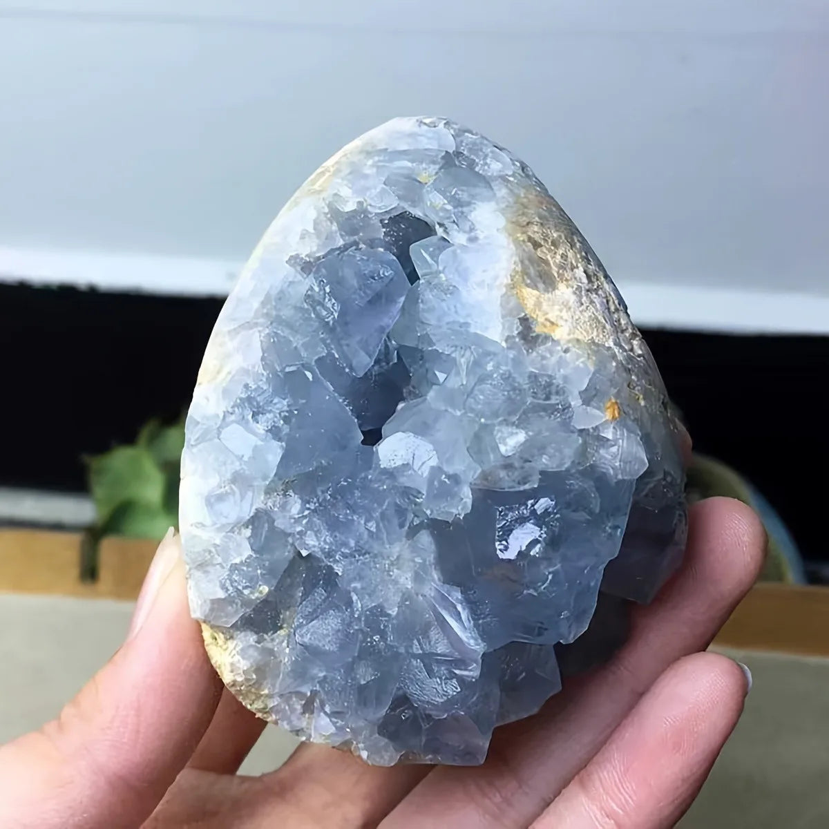 Lit VVitch ~ Natural Crystal Geode, Sky Blue Celestite Raw Mineral, Crystal for sleep healing, peaceful home decor