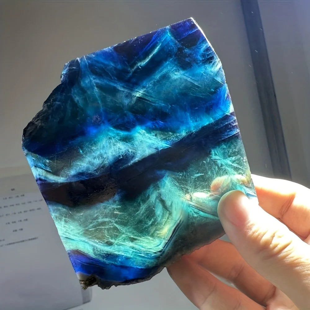 Lit VVitch ~ Crystal Decor, Blue Fluoride Slabs - Bohemian Style Home Decor Stone slabs
