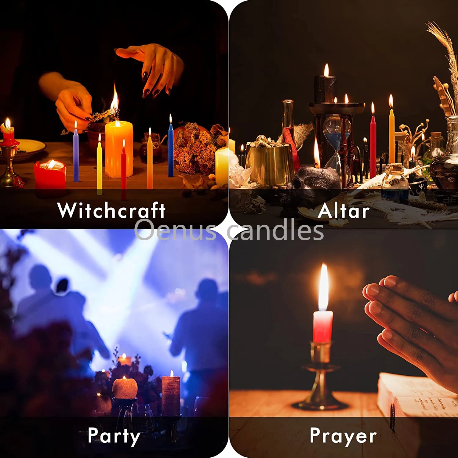 Lit VVitch ~ Witchcraft spell candles/ Magic Taper Candles for Shabbat/ 10 PCS Colored