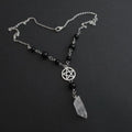 Lit VVitch ~ Pentagram Necklace, Crystal Goth Wiccan Pendant, Witchy Jewelry