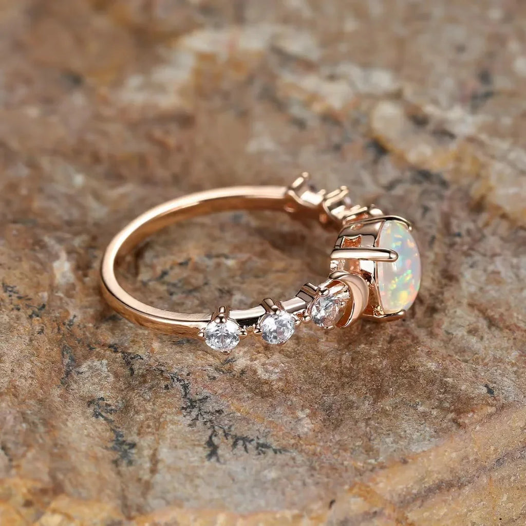 Lit VVitch ~ Triple Moon Goddess Opal Ring- Plated with 18k Real Gold