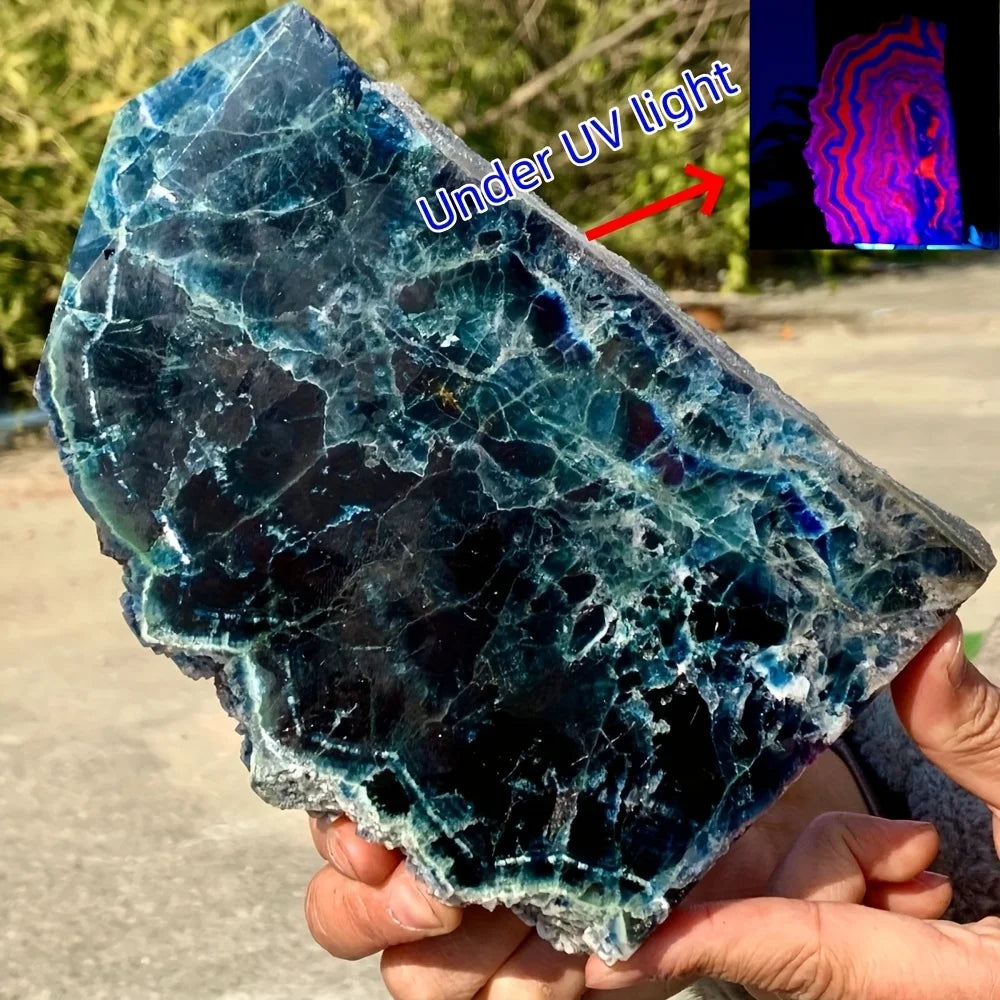 Lit VVitch ~ Crystal Decor, Blue Fluoride Slabs - Bohemian Style Home Decor Stone slabs