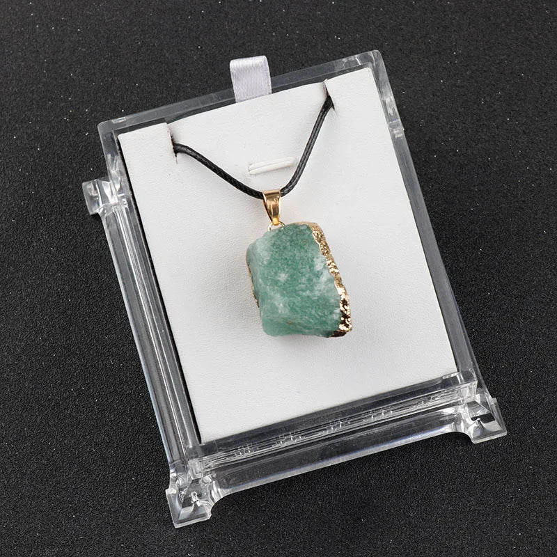 Lit VVitch~ Natural Raw Crystal Pendants, Reiki Healing Stone, Golden Gilding Wrapped for Charm. Jewelry Meditation Balance