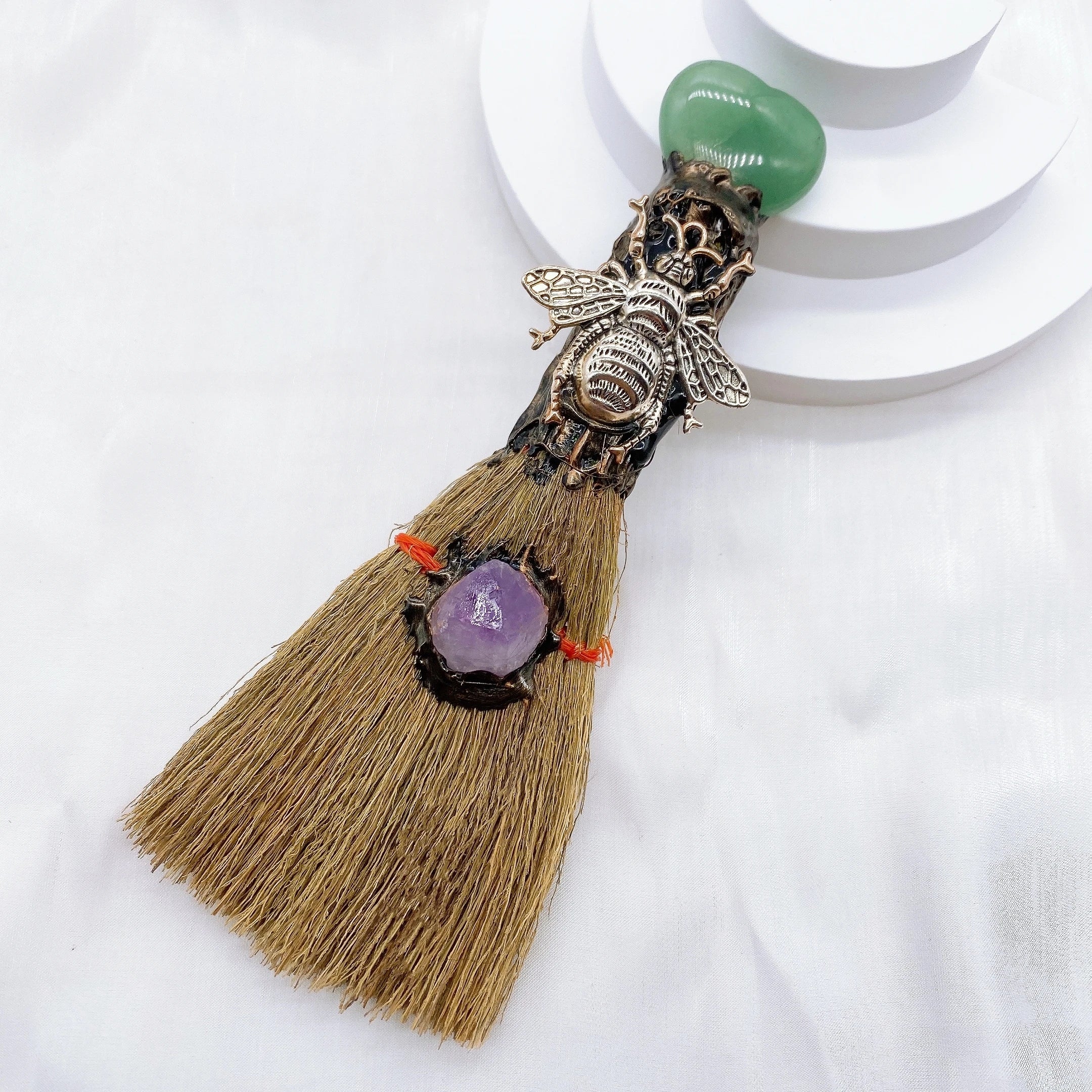 Lit VVitch ~ Natural Amethyst Crystal Quartz Magic Broom. Reiki Healing, Witch Besom, witchcraft tool