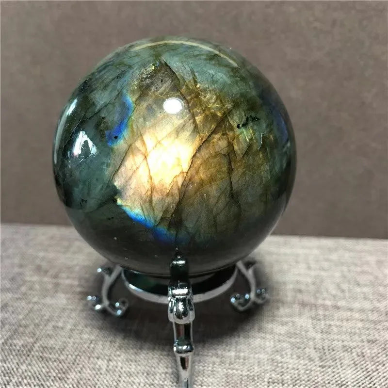 Lit VVitch~ Crystal Ball Natural Crystal Labradorite stone. Polished Sphere mineral specimen healing crystals