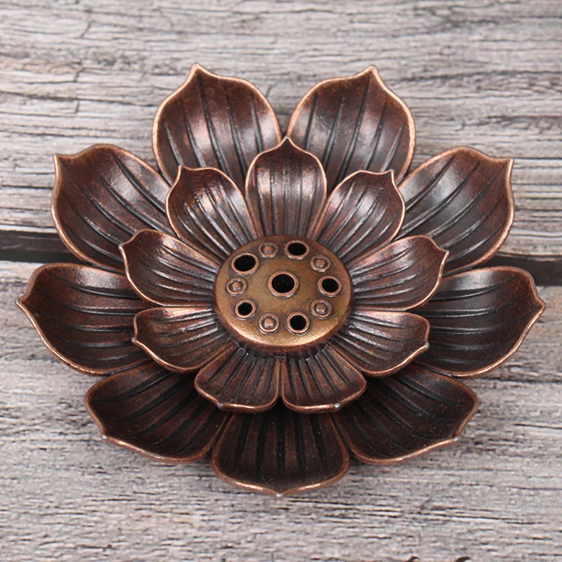 Lit VVitch~ Lotus Flower Incense Tray, 1PC Alloy Incense Burner Stick Holder Plate, Buddhism Lotus Flower