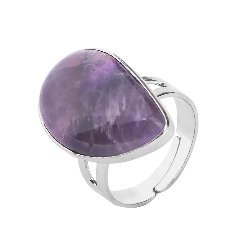 Lit VVitch~ Witchy Rings, Natural Reiki Healing Crystal Stone Rings. Resizable Water Drop Rings