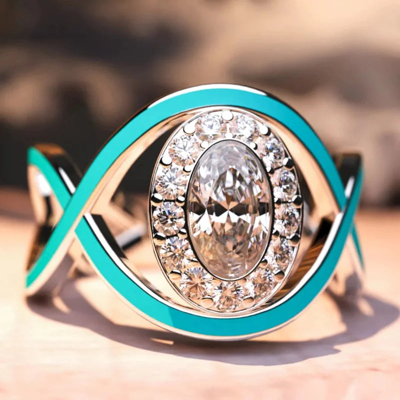 Lit VVitch~ Boho Wave Ring Zirconia Silver color Ring for Women, Witchy Bohemian Jewelry