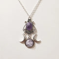 Lit VVitch ~ Triple Moon Goddess Amethyst Pendant Necklace