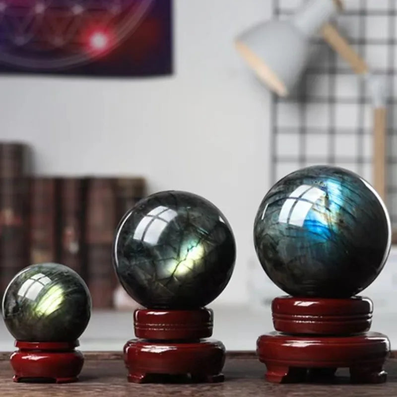 Lit VVitch~ Crystal Ball Natural Crystal Labradorite stone. Polished Sphere mineral specimen healing crystals