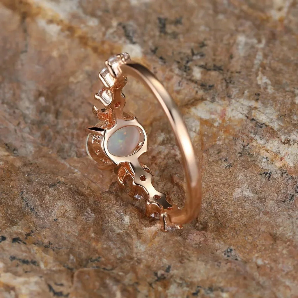 Lit VVitch ~ Triple Moon Goddess Opal Ring- Plated with 18k Real Gold