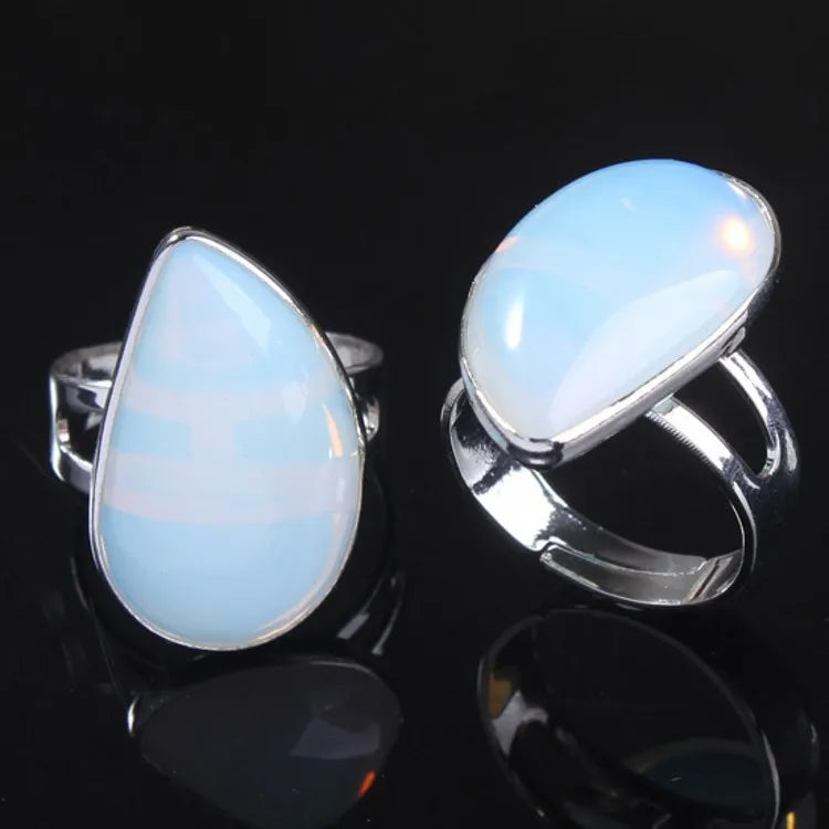 Lit VVitch~ Witchy Rings, Natural Reiki Healing Crystal Stone Rings. Resizable Water Drop Rings