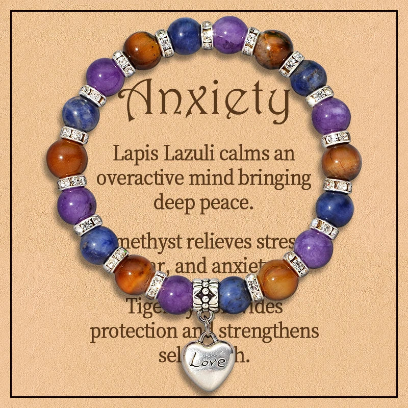 Lit VVitch ~ Healing Crystal Bracelets for Protection, Good Luck, Friendship, Anxiety, Stone Healing Bracelets