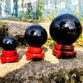 Lit VVitch ~ Crystal Ball, Natural Obsidian, for protection, Home Decor, Crystal Orb Reiki Stone, Without Base