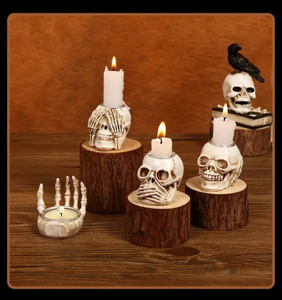 Lit VVitch~ Skull Candle Holders, Candlesticks for Festival, Haunting home decor.