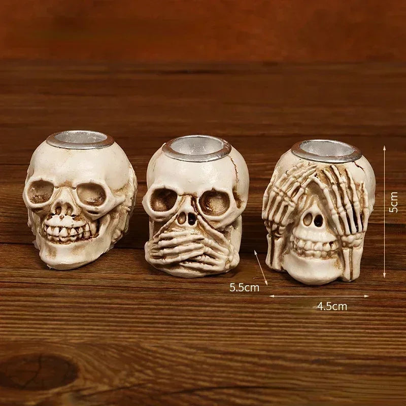 Lit VVitch~ Skull Candle Holders, Candlesticks for Festival, Haunting home decor.