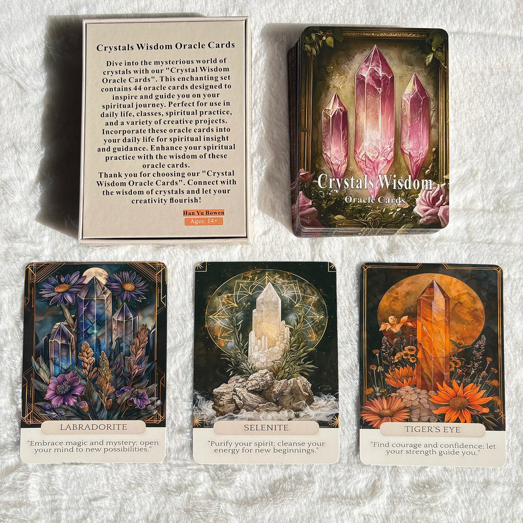 Lit VVitch ~ Crystals Wisdom Oracle Cards, Crystal Tarot Deck, 44 cards