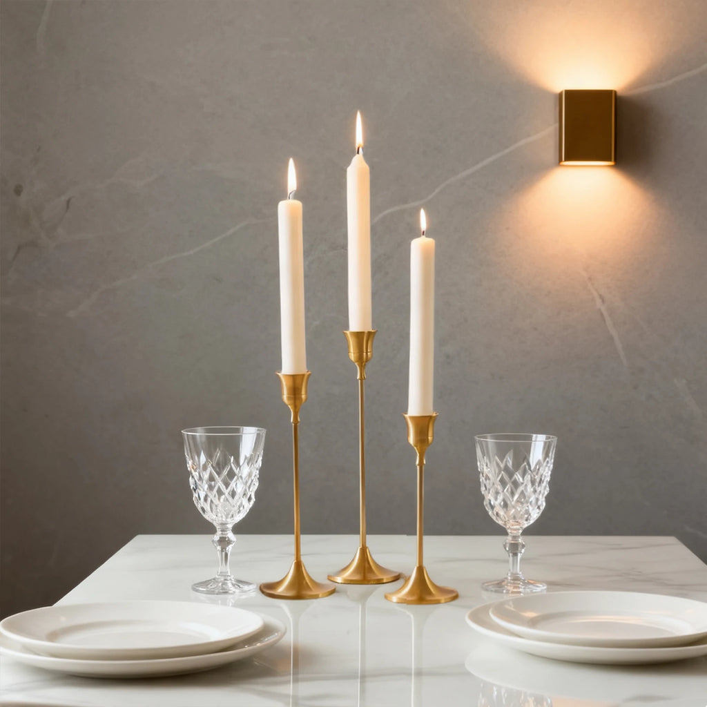 Lit VVitch ~ European Style Golden/Black Metal Candlesticks