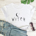 Lit VVitch ~ Witch shirt, Crescent Moon T Shirt, Short Sleeve, O Neck, Polyester