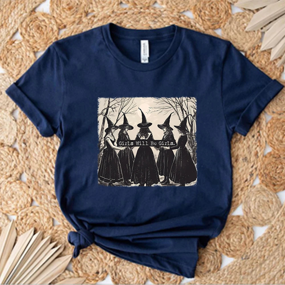 Lit VVitch~ Vintage "Girls Will Be Girls" Witch Shirt/ Halloween Women Vintage Clothes/ Witchy Vibes t-shirts