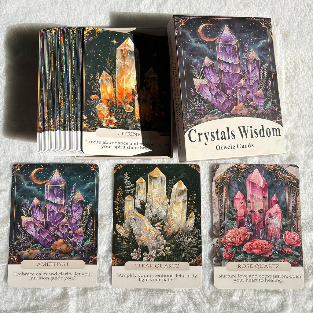 Lit VVitch ~ Crystals Wisdom Oracle Cards, Crystal Tarot Deck, 44 cards