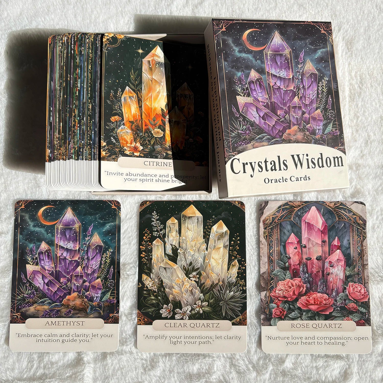 Lit VVitch ~ Crystals Wisdom Oracle Cards, Crystal Tarot Deck, 44 cards