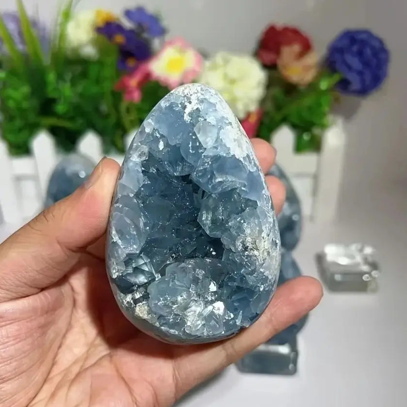 Lit VVitch ~ Natural Crystal Geode, Sky Blue Celestite Raw Mineral, Crystal for sleep healing, peaceful home decor