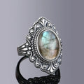 Lit VVitch ~ Witchy Ring, Labradorite Silver Vintage Ring