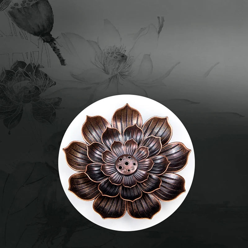 Lit VVitch~ Lotus Flower Incense Tray, 1PC Alloy Incense Burner Stick Holder Plate, Buddhism Lotus Flower