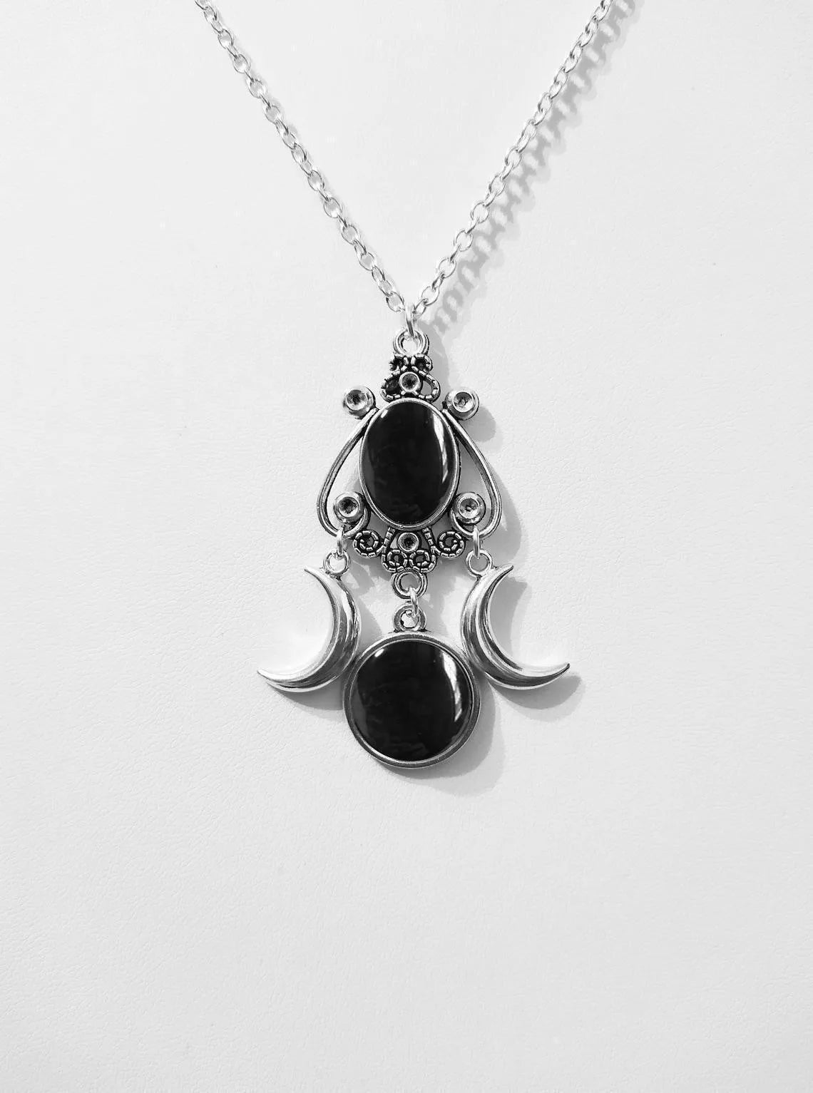 Lit VVitch ~ Triple Moon Goddess Amethyst Pendant Necklace