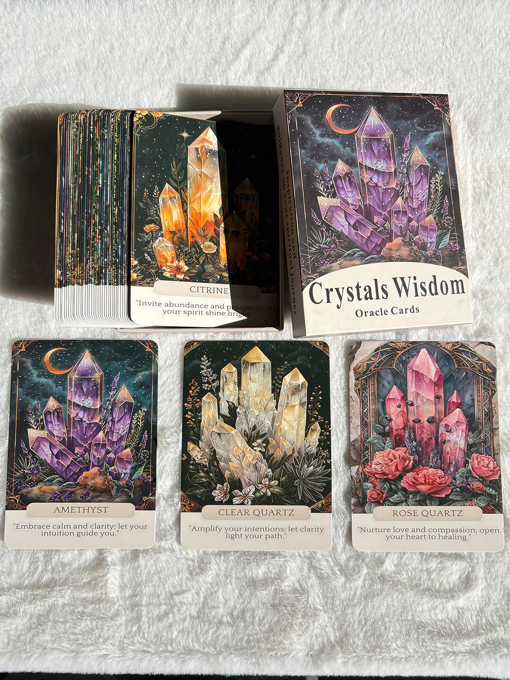 Lit VVitch ~ Crystals Wisdom Oracle Cards, Crystal Tarot Deck, 44 cards
