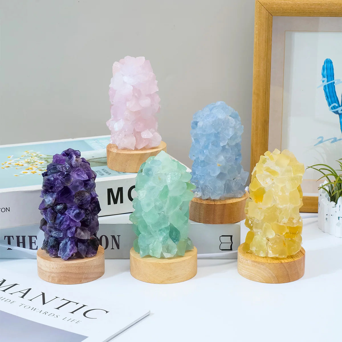 Lit VVitch ~ Crystal Wishing Lamp with Natural Amethyst Raw Stones, witchy Night Light, Crystal lamp