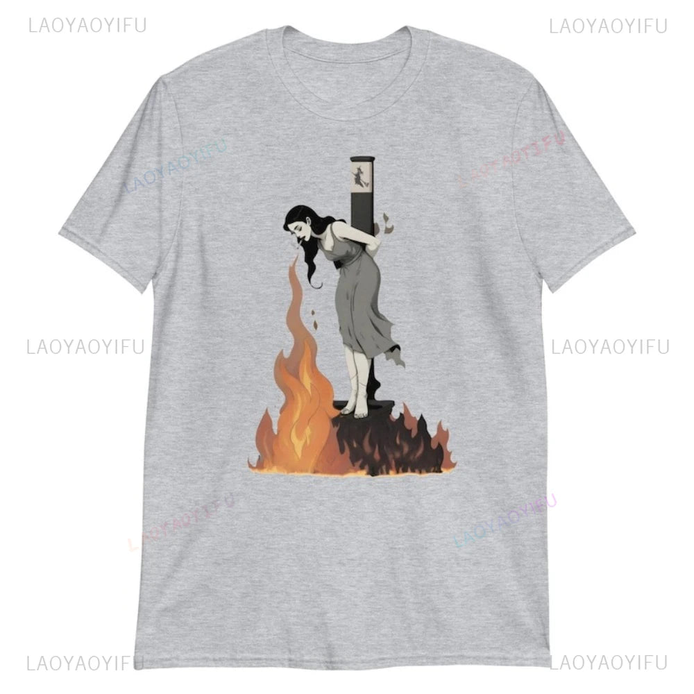 Lit VVitch~ Witch Lighting Cigarette While Burning At The Stake, witchy shirts